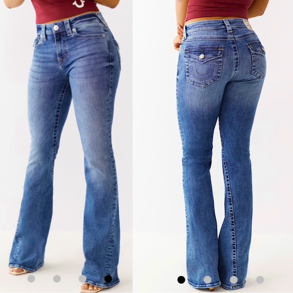True Religion Joey Mid-Rise Flare Jeans Medium Wash Size 32 NWOT